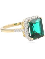 Sterling Silver with Yellow Gold Plated Gemstone and 0.18cttw Diamond Ring, Size 7