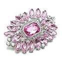 Pink & Clear Austrian Rhinestone Flower Silver-Tone Brooch Pin