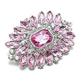 Pink & Clear Austrian Rhinestone Flower Silver-Tone Brooch Pin