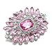 Pink & Clear Austrian Rhinestone Flower Silver-Tone Brooch Pin
