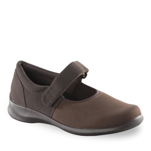 Aetrex Womens Helen Stretch Mary Jane - Brown 13 2E/3E