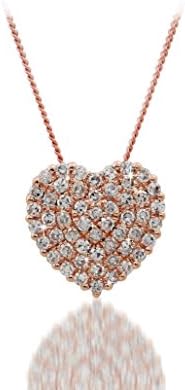 Heart Diamond Pendant necklace Round Diamonds 0.20 carat,14k rose gold