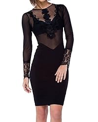 Sexy  Keyhole Backless Sheer Long Sleeves Bodycon Dress/Club Dress/Party Dress/Midi Dress  With Ruffles