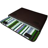 suono ハンドメイド MacBook(White)インナーケース：FILO（ココア・グリーンストライプ）