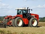 4 Wheel Drive Tractor Pulling a Disc Harrow, Cotswolds, England Photographic Poster Print