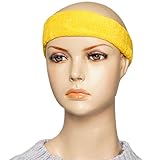 SODIAL(R) Yellow Tennis Exercises Athlete Protective Elastic Sweatband Headband
