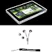 Clear - Smooth Durable Protective TPU Silicone Gel Skin Cover Case with Full Diamond Texture Design for BlackBerry PlayBook 4G Tablet * Includes High Quality HD Noise Filter Earphones