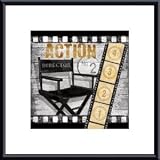 Action by Conrad Knutsen 12.00X12.00 Framed with Black Metal Frame