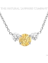 3.03ct. Natural Untreated Orange and White Sapphire Necklace With 18" Platinum Cable Chain
