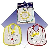 12 x Baby Bibs Meal Time Printed Tie Bibs - 65 % Cotton + 35 % Cotton.Designs & Colours: Assorted.