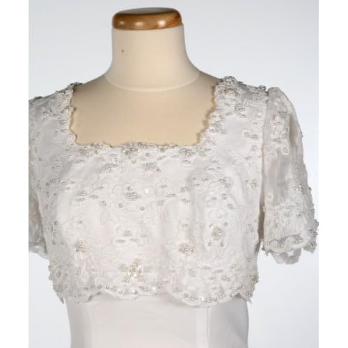 White Cap Sleeve Satin Wedding Gown