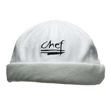 San Jamar H059WH Cotton Chef Beanie with Elastic Head Band and Chef Logo, White