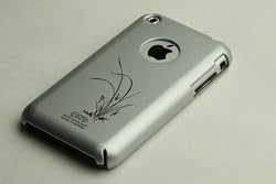 Apple iPhone 1G Soft Polycarbonate Slim fit Case - Silver with Grass Tattoo (Cozip Brand) Made in Korea