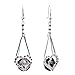 Black Crystal Heart Dangle 925 Sterling Silver title=