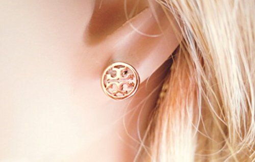 Trendy T Round Earrings Studs Rose Gold