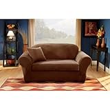 Stretch Pique Separate Seat Sofa Slipcover (Box Cushion) Fabric: Sage