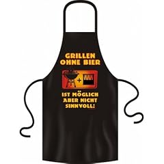 Grillsch�rze = Grillen ohne Bier = Baumwoll Sch�rze mit Motiv Kochsch�rze K�chensch�rze Latzsch�rze