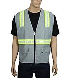 Safety Depot Customizable Two Tone Reflective Surveyor Safety Vest with Zipper and Pockets Hi-Vis Cu