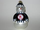 BOSTON RED SOX 6" tall and 3" wide Blown Glass Snowman CHRISTMAS ORNAMENT