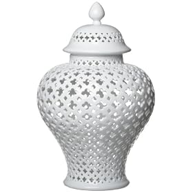 Two's Company Carthage Large Pierced Covered Lantern - Porcelain