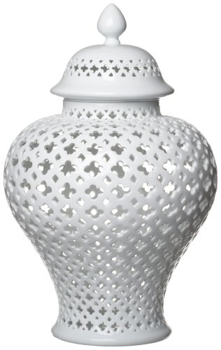Two's Company Carthage Large Pierced Covered Lantern - Porcelain