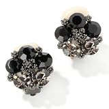 Metallic Black Bead & Crystal Clip-On Earrings
