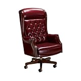 Traditional All Leather Judge's Chair Merlot Leather/Dark Cherry Finish