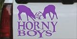 Horny Boys Funny Hunting And Fishing Car Window Wall Laptop Decal Sticker -- Purple 3in X 3.6in