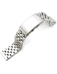 22mm Super Engineer II Solid Stainless Steel Straight End Watch Band Diver Wetsuit Ratchet Buckle, Brush