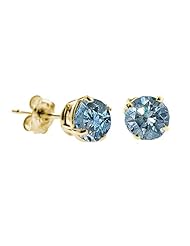 1 CT Blue Diamond Stud Earrings 14k Gold (I1-I2 Clarity)