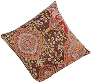 5PEC SET INDIAN Traditional Pillowcase Indian Kantha Stitch Bohemian Cushion 16*16 Throw Pillow Cases Sofa Cushion HANDMADE PRINTED COLORED KANTHA PILLOW COVER SOFA COUCH CUSHION COVER Home Décor