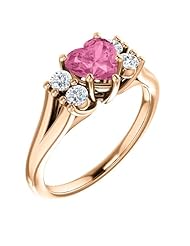 10K Rose Gold 6.00x6.00mm Heart Cut Pink Sapphire and Diamond Ring -- LIFETIME WARRANTY