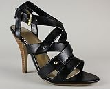 Cross Strap Stacked Wood Heel