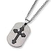 2 Piece Brushed Titanium Cross Dog Tag on 22