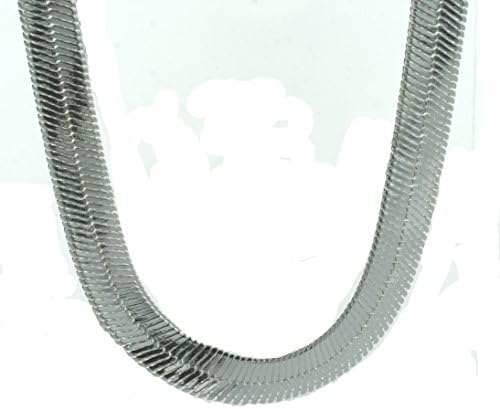 20" Inch Long Shiny Silver Plated Herringbone Style Chain Necklace