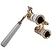 HQRP Opera Glasses w/Crystal Clear Optic (CCO) White-Pearl with Gold Trim w/Built-in Extendable Handle and Red Reading Light