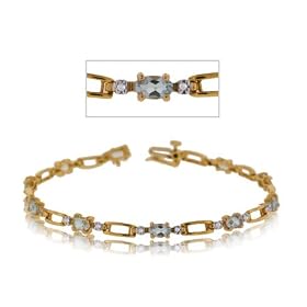 New 14K Gold Aquamarine and Diamond Bracelet by