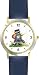 Raccoon in Overalls Holding Valentine's Day Heart by Artist: Sylvia Long - WATCHBUDDY&reg; DELUXE TWO-TONE THEME WATCH - Arabic Numbers - Blue Leather Strap-Size-Large ( Men's Size or Jumbo Women's Size )