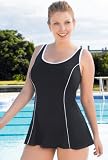 Chlorine Resistant! Beach Belle® Sporty Signature Plus Size Princess Seam Swimdress - Plus Size Swimwear Plus Size Swimsuits