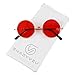 ShadyVEU - Retro Colorful Tint Lennon Style Round Groovy Hippie Wire Sunglasses (Gold Frame/Red Lens, 50)