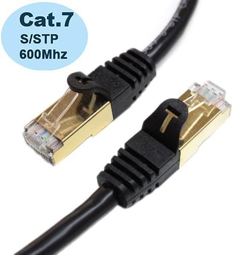 PiperCables PRO SERIES CAT7 (25m / 82ft) Double Shielded RJ45 Ethernet Network Cable Professional Grade - Fluke Tested - 100% Guaranteed - Gold Plated - SSTP Solid Copper 26AWG (82ft - 25m Black)