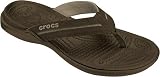crocs Men's Crete Suede Flip Flop,Chocolate/Khaki,9 M