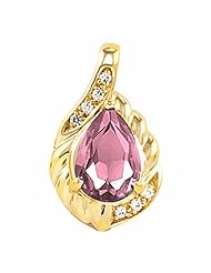 18K Yellow Gold Pear Cut Pink Tourmaline and Diamond Pendant -- LIFETIME WARRANTY