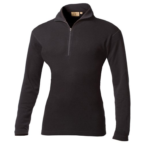 Minus33 100% Merino Wool Base Layer 814 Womens MidWeight 1/4 Length Zip Top Black Medium