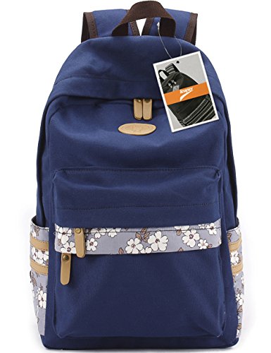 Leaper Casual Style Canvas Laptop Backpack/ School Bag/ Travel Daypack/ Handbag with Laptop Lining (Navy Blue)