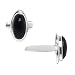  : STERLING SILVER OVAL BLACK AGATE RING
