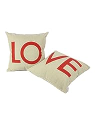 Home: 18 "x18 "Cotton and Linen Valentines Day Gift Love Pillow Cover,Decorative Pillow,Throw Pillow,Sofa Cushion Cover (Set of 2) - Amoy Lefan
