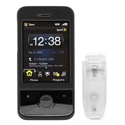 Solid Black Rubberized Snap On Crystal Case with Clip for HTC Touch Pro Smartphone