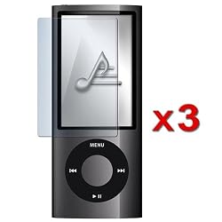 GTMax Durable Clear Reusable LCD Screen Protector - 3 Packs For Apple iPod nano 16GB 8GB 5th 5G Generation NEWEST MODEL