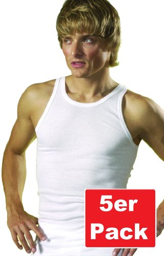 Produkt-Bild: HERMKO 3000 5er Pack Herren Tank Top Classic Unterhemd wei&szlig; kochfest Muskel Shirt Tr&auml;gershirt aus 100% Baumwolle in Feinripp (glatt)